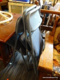 (R3) COSCO FOLDING CARD CHAIRS; TOTAL OF 3. IN BLUE AND BLUE PLAID. EACH IS IN EXCELLENT CONDITION!