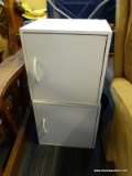 (R3) WHITE CUBICLE UNITS; SMALL STORAGE UNITS, WHITE IN COLOR, LAMINATE SURFACE MATERIAL. EACH HAS A