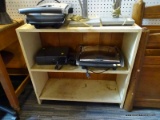 (R3) BOOKCASE; DISTRESSED FINISH 2 SHELF BOOKCASE. MEASURES 32 IN X 12 IN X 30 IN