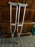 (R1) PREMIERE PRO LIGHTWEIGHT ALUMINUM CRUTCHES; MODEL #7703, GREY IN COLOR, LIKE NEW, ADJUSTABLE