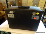 (R4) STORAGE CASE; BLACK STORAGE CASE WITH CONTENTS INCLUDING A SINGER BUTTONHOLER & 9 TEMPLATES IN