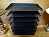 (R4) FILE ORGANIZER; BLACK IN COLOR WITH 7 SHELVES FOR ORGANIZING PAPERWORK, BILLS, AND MORE!