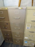 (R5) FILING CABINET; MADE BY STEELCASE. GRAY METAL FINISH WITH 4 DRAWERS. MEASURES 15 IN X 29 IN X