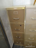 (R5) FILING CABINET; MADE BY EVERETT WADDEY. BROWN FINISH WITH 4 DRAWERS. MEASURES 15 IN X 25 IN X
