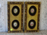 (R1) FRAMED PORTRAIT CAMEO DECOR; TOTAL OF 2 PIECES, EACH WITH A PAIR OF FIGURAL PATTERNED OVAL
