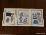 (R2) VINTAGE FRAMED DOLLY DINGLE IMAGES; LOT OF 3 PIECES, ALL IN CREAM COLORED FRAMES AND MEASURING