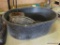 BLACK WATER TROUGH; TUFF STUFF 40 GALLON WATER TROUGH. THIS LOT COMES WITH TWO PLASTIC BUCKETS AND A