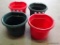 LOT OF SMALL FLAT BACK FEED BUCKETS; THIS LOT INCLUDES 4 LITTLE GIANT 8 QUART FLAT BACK FEED BUCKETS