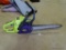 POULAN GAS CHAIN SAW; GREEN AND PURPLE 18 IN WILD THING GAS POWERED CHAIN SAW WITH ADDITIONAL CHAIN