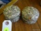 (BR2) PAIR OF ROUND GOLD SEQUINED VINTAGE TRINKET BOXES; WITH LIDS, EACH MEASURES 3 IN DIAMETER AND