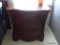 (BR3) MAHOGANY 3-DRAWER NIGHTSTAND; SOLID PIECE WITH BANDED INLAY TOP, ROUNDED REEDED COLUMN FRONT