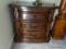 (MBR) DARK WOOD GRAIN BOW-FRONT 3-DRAWER NIGHTSTAND; IDENTICAL TO LOT #71, MOLDED EDGES AND FRAMED