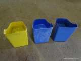 LOT OF FEED SCOOPS; THIS LOT INCLUDES 3 - 3 QUART ENCLOSED FEED SCOOPS MADE BY LITTLE GIANT.