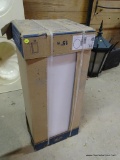 HAMPTON BAY ABOVE COUNTER CABINET; BRAND NEW IN BOX, WHITE IN COLOR. SINGLE DOOR CABINET. MEASURES