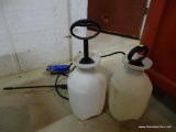 SET OF SPRAYERS; SET OF 2 WHITE AND BLACK SURESPRAY 1 GALLON PLASTIC PUMP SPRAYERS. GREAT FOR