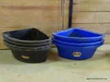 SET OF LITTLE GIANT HORSE FEEDERS; THIS LOT INCLUDES 7- 26 QUART IMPACT RESISTANT HORSE FEEDERS. 4