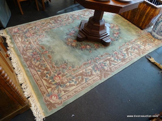 CHINESE AUBUSSON ORIENTAL AREA RUG; HAND MADE AND BEAUTIFULLY SCULPTED. MEASURES 5.6 FT X 8.6 FT.