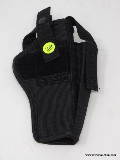 CLIP-ON VELCRO HOLSTER; MEASURES 8 IN LONG.