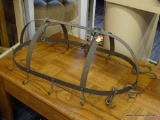 OVAL POT HANGER; WROUGHT IRON OVAL POT HANGING RACK. INCLUDES HOOKS. MEASURES 26 IN X 10 IN