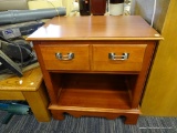 NIGHTSTAND; MADE BY AMERICAN OF MARTINSVILLE. HAS 1 DRAWER WITH A LOWER STORAGE AREA. MEASURES 25 IN