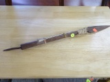 SPEAR/DART GUN; HAND MADE SPEAR/DART GUN WITH DARTS AND REMOVABLE SPEAR HEAD. MEASURES 22 IN LONG.