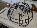 WROUGHT IRON PLANT BASKET; BLACK HANGING WROUGHT IRON PLANT BASKET. COMES WITH CHAIN. MEASURES 8 IN