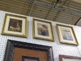 SET OF FRAMED VICTORIAN PRINTS; SET OF 3 PRINTS. ONE SHOWS A VICTORIAN WOMAN WITH A BABY IN A