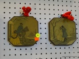 PAIR OF WALL HANGING PLAQUES; PAIR OF OCTAGON WALL HANGING PLAQUES WITH IMAGES OF COLONIAL ERA