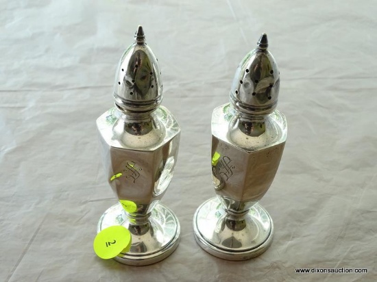 (DR) STERLING SILVER SALT AND PEPPER SHAKERS; 2 TOTAL PIECES. MARKED "ALVIN STERLING S 88". EACH