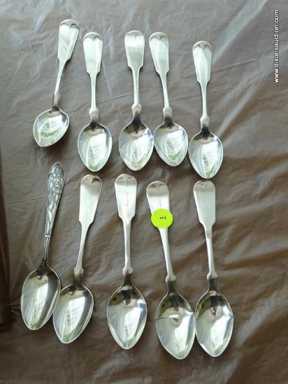 (DR) STERLING TEASPOONS; TOTAL OF 10 PIECES, 4 OF THE TEASPOONS HAVE MARKINGS OF G 925/100 ON THE