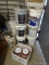 (WSHOP) 5 GALLON STAIN AND PAINT LOT; INCLUDES SEVERE WEATHER BRAND DECK & SIDING STAIN, VALSPAR