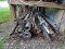 (OUT) SHELF LOT OF METAL; ASSORTED METAL PIECES SUCH AS ASSORTED METAL PIPING, REBAR, WEIGHTS, AND