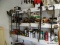 (SHOP 2) SHELF LOT; INCLUDES 3 CROWBARS, A BELT LOOP PUNCH, A WORK LIGHT, A ROLLING MAGNET, AND