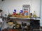 (SHOP 2) SHELF LOT; LOT INCLUDES OIL CANS, SCISSORS, PAINT CAN OPENERS, SQUARE, BRAKE AND ENGINE