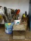 (SHOP 2) FILE AND WRENCH LOT; CANS CONTAINING ROUND FILES, CHAIN SAW WRENCHES, PENCILS AND PENS