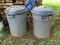 (OUT) GARBAGE CANS, 2 ROUGHNECK 32 GAL. GARBAGE CANS WITH LIDS