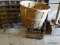 (SHED 3) 2 CONTAINER LOT; INCLUDES A WOODEN SLATTED SIDE BASKET AND A METAL MILK CRATE.