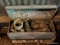 (SHED 4) TOOLBOX WITH CONTENTS; METAL TOOLBOX WITH CONTENTS OF METAL PIPE FITTINGS.