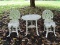 (OUT) 3 PC. PATIO SET; 3 PC. VINYL PATIO TABLE AND 2 CHAIRS MADE TO LOOK LIKE THE EARLY CAST IRON