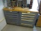 (WSHOP) EQUIPTO TOOLBOX/TABLE; GREY/BLUE TOOLBOX TABLE WITH RECTANGULAR WOODEN TOP, 5 DRAWERS ON THE