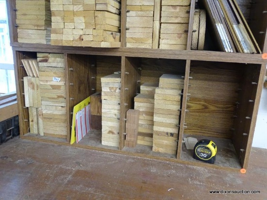 (WSHOP) WOOD GRAINED ORGANIZING UNIT; INCLUDES CONTENTS OF PINE SHIMS, BLOCKS, ETC.