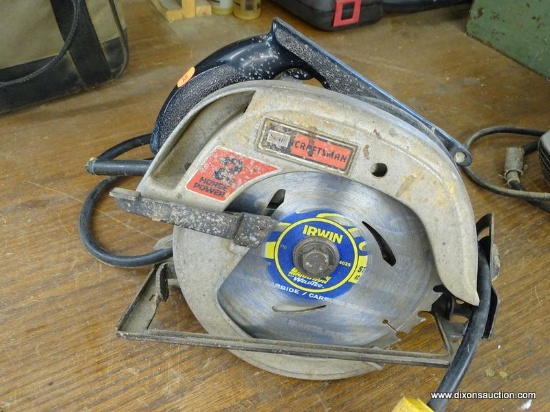(WSHOP) CRAFTSMAN CIRCULAR SAW; IS 7-1/4 IN DIA. IN GOOD USED CONDITION. MODEL 315.10864. HAS
