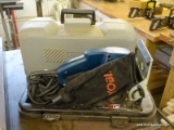 (WSHOP) RYOBI PLATE JOINER; IS IN THE ORIGINAL HARD VINYL CASE AND HAS MANUAL. IS DOUBLE INSULATED.