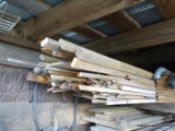 (SHED 2) SHELF LOT OF WOOD; INCLUDES TRIM, TONGUE AND GROOVE STYLE PLANKS, AND MORE!