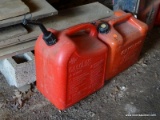 (SHED 2) 2 GAS CANS; 1 IS A 6 GALLON AND 1 IS A 5 GALLON AND BOTH ARE IN GOOD CONDITION!