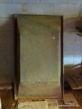 (SHED 2) MORTAR BOX; VINTAGE METAL MORTAR MIXING BOX. MEASURING 29 IN X 51 IN X 15 IN