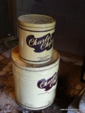 (SHED 2) CHARLES CHIPS TINS; INCLUDES A 48 OZ CAN AND A 16 OZ CAN.