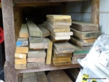 (SHED 2) SHELF LOT OF WOOD; INCLUDES 2 X 4 BOARDS, WOODEN PLANKS, AND MORE! ALSO INCLUDES A WIRE