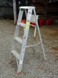 (SHED 2) ALL AMERICAN LADDER 4 FT LADDER; MADE OF ALUMINUM AND IN VERY GOOD CONDITION!