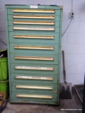 (SHOP 2) TOOL STORAGE CABINET; HAS 11 DRAWERS AND IS MADE BY EQUIPTO (AURORA, ILLINOIS 60507). IS IN